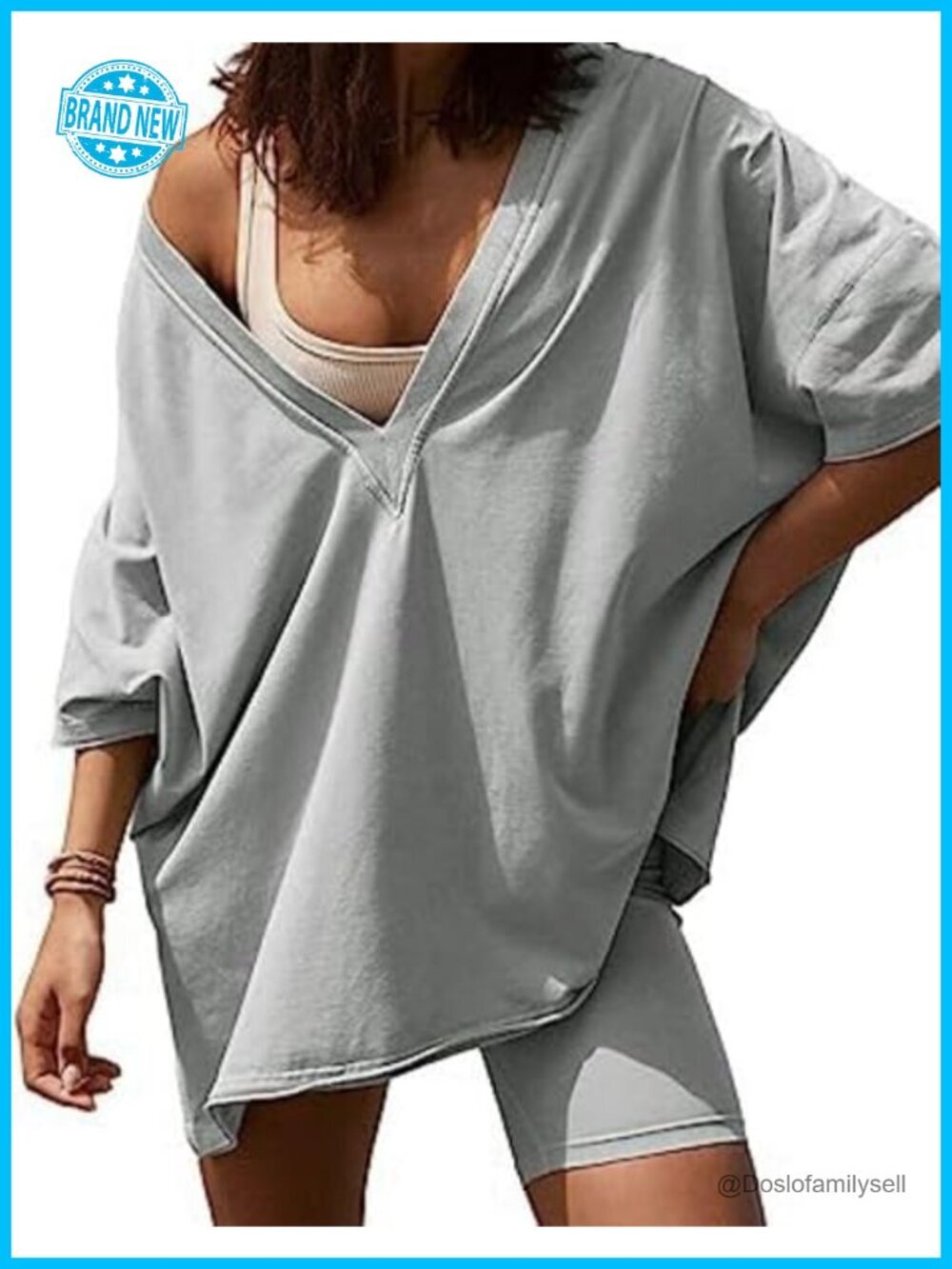 Women's 2 Piece Reversible Tracksuit with Biker Shorts and Oversized Tee